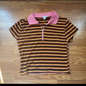 Collared quarter zip cropped top